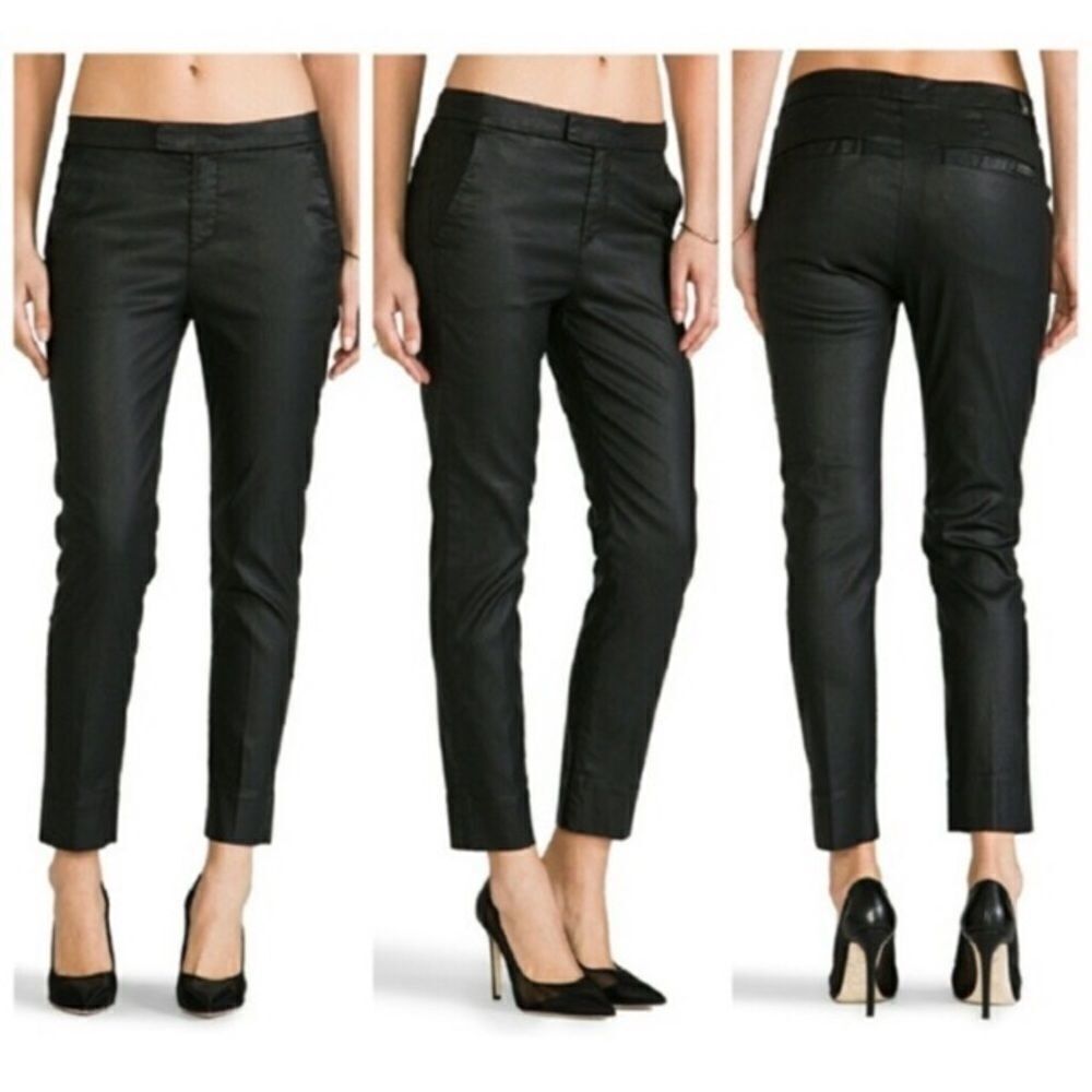 7 For All Mankind Coated Black Slim Chino Jeans 24